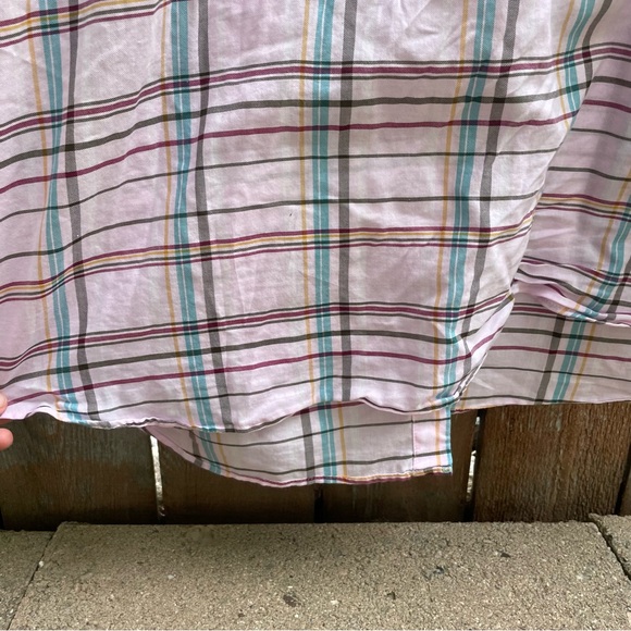 TALBOTS Women’s Pink Plaid Striped Button Down Long Sleeve Shirt Size XL - Picture 10 of 10